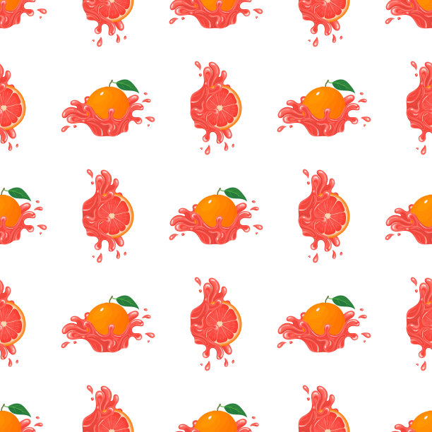 清新明亮的葡萄柚无缝图案图片下载