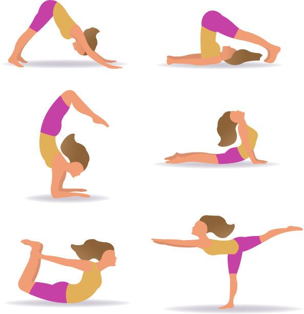 设置苗条运动的年轻女子做瑜伽图片下载