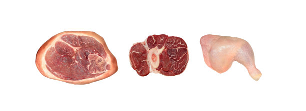 一套生猪肉，牛肉和鸡肉图片下载