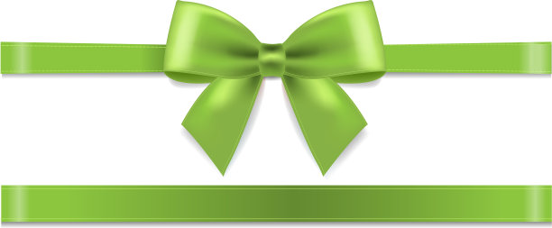 绿色丝带和透明蝴蝶结背景图片下载