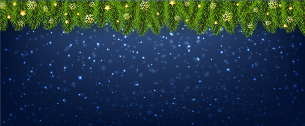 圣诞花环和圣诞金色星星蓝色图片下载