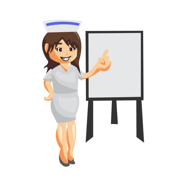 护士女医院人物服装保健吉祥物与空白板图片下载