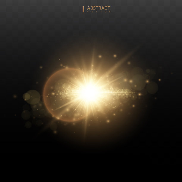 闪亮的星星，太阳粒子和火花与高光效果，彩色散景灯闪烁和亮片。在一个黑暗的背景透明。向量,EPS10图片下载
