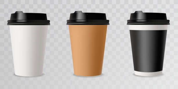 一套咖啡杯。咖啡馆的模型模板，企业身份设计。一次性纸餐具。热饮矢量模板。矢量插图EPS10图片下载