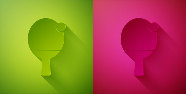 剪纸球拍打乒乓球的图标图片下载