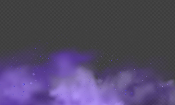 紫色的尘埃。带有紫色粒子的抽象模糊烟雾。紫色烟雾或灰尘隔离在透明的背景。抽象的神秘的气体。矢量图图片下载