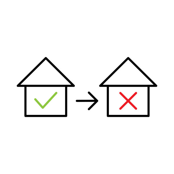 带有“是”和“否”图标的房子。图片下载