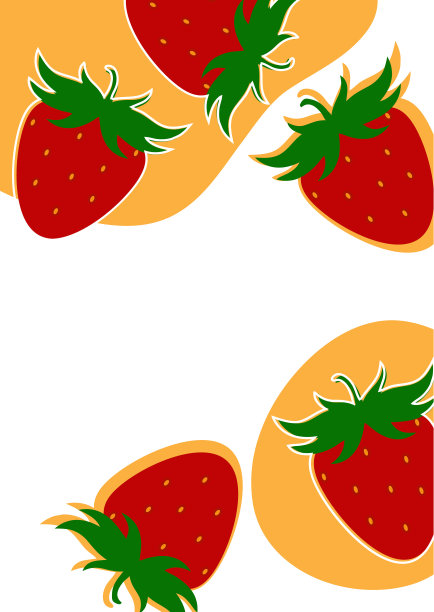 简单的草莓背景上的白色和黄色的背景。自然的产品。向量图片下载