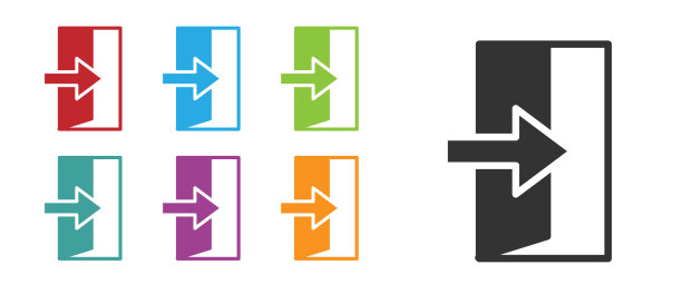 黑色消防出口图标隔离在白色背景上图片下载