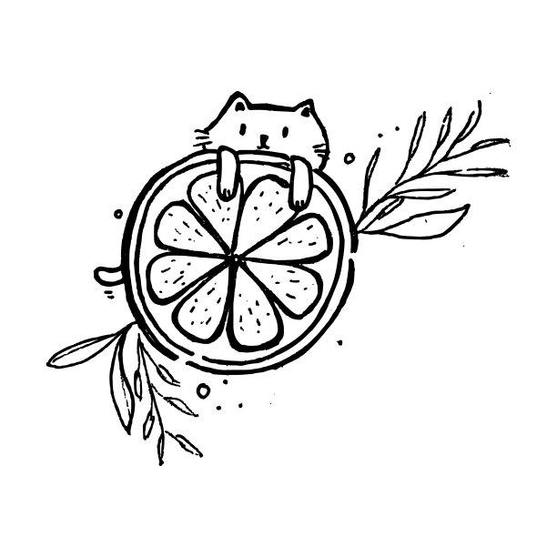 涂色页的孩子猫和斜线橙色图片下载