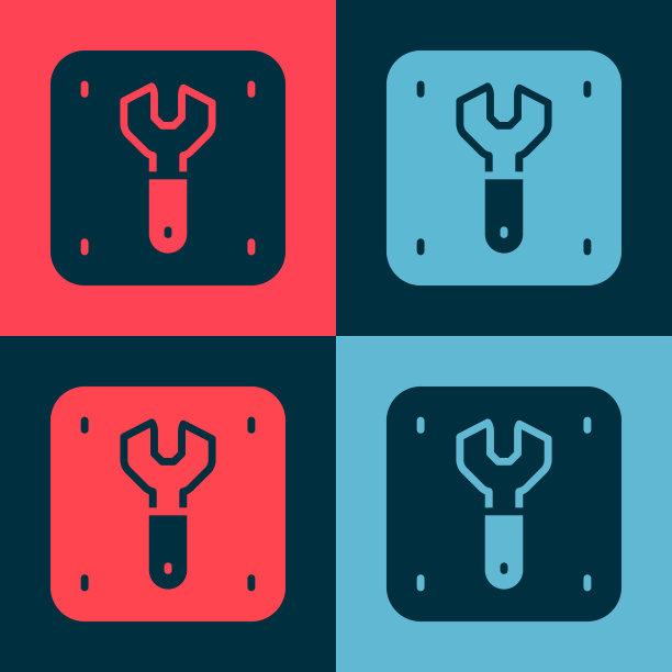 波普艺术修理铁路图标孤立上的颜色图片下载