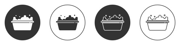 黑色浴缸和泡沫内的图标图片下载