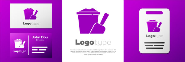 标志式砂桶与铲子图标隔离图片下载