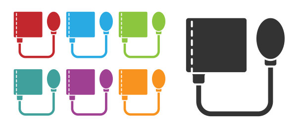 黑人的血压图标被隔离在白人身上图片下载