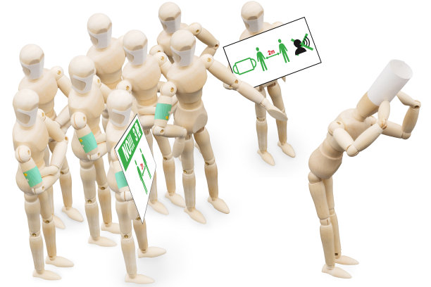 一组巡逻人员在检查餐厅的电晕测量仪图片下载