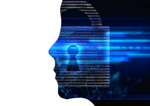 一个抽象的人的侧面的3D插图图片下载