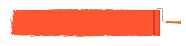 橙色油漆滚筒刷横幅。矢量插图3 d图片下载