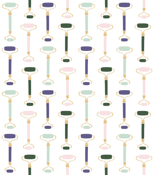 矢量无缝图案彩色手绘涂鸦速写刮痧面部按摩辊图片下载