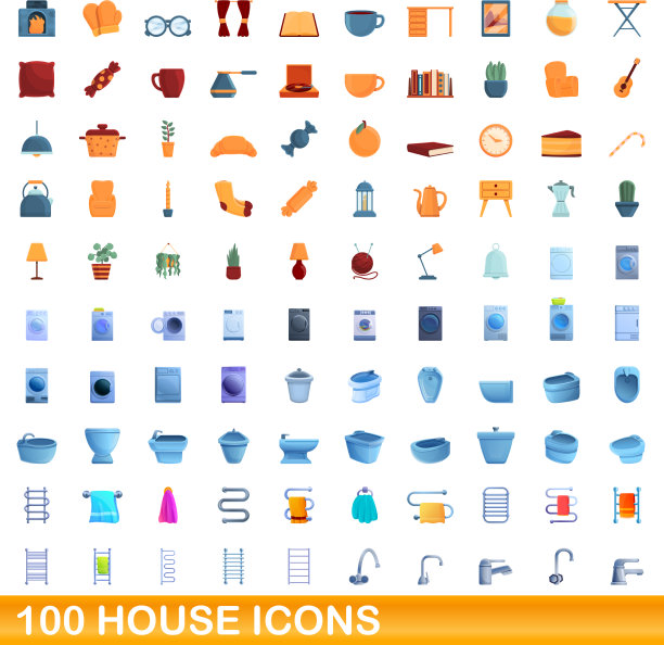 100家图标设置卡通风格图片下载