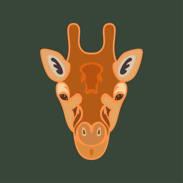 手绘抽象的长颈鹿肖像纹身，标志，墙壁装饰，t恤打印设计或outwear。绿色背景上的彩色矢量风格化插图。图片下载