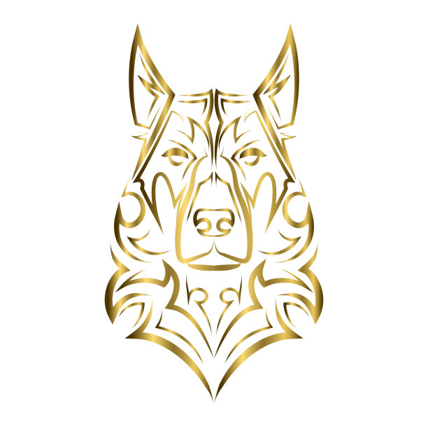 德国牧羊犬头的金线艺术。很好的使用符号，吉祥物，图标，化身，纹身，T恤设计，标志或任何你想要的设计。图片下载