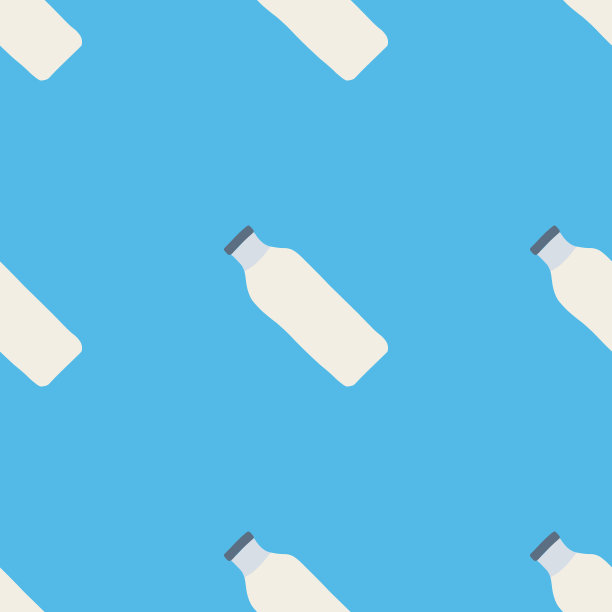 无缝模式的牛奶瓶在手绘涂鸦线条风格。矢量插图上的蓝色背景。图片下载