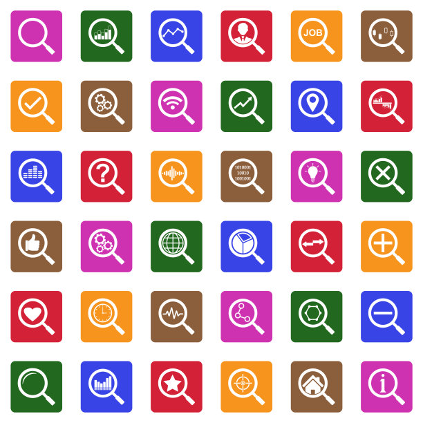 放大镜图标。广场上的白色平面设计。矢量插图。图片下载