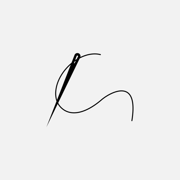 针和线轮廓图标矢量插图。裁缝标志与针符号和曲线线隔离在白色背景。裁缝标志模板，时尚图标元素，刺绣工具。图片下载