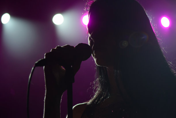 近距离图像的现场歌手在舞台上。图片下载