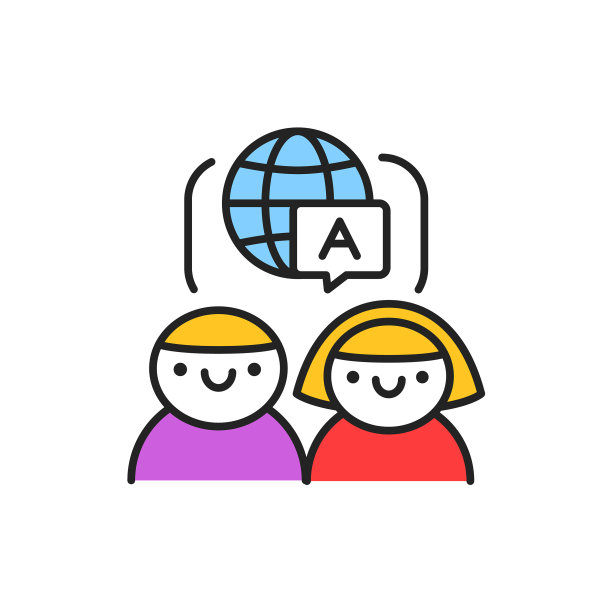 一种外语教学彩色线图标图片下载