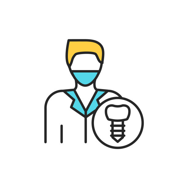 牙科医生彩色线图标象形文字为网页图片下载