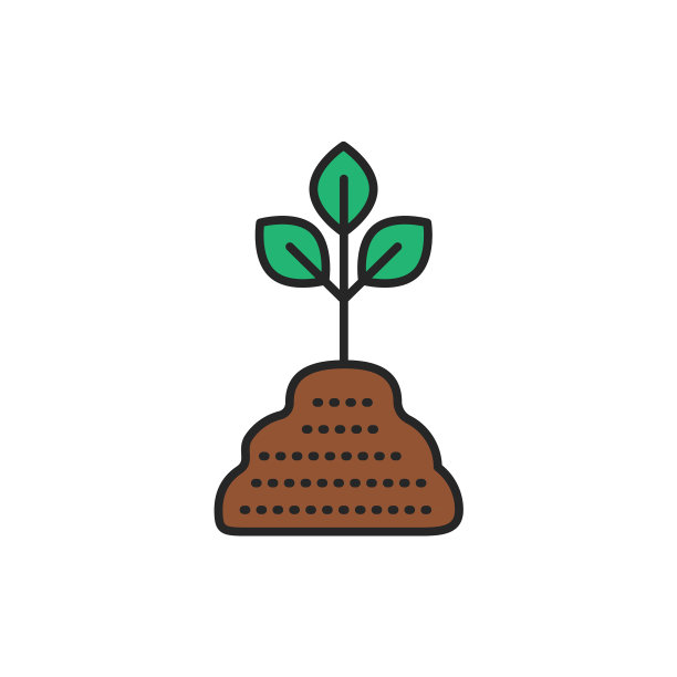 植物在土壤颜色线图标象形图为网图片下载