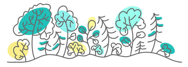 森林全景线图形涂鸦风格图片下载