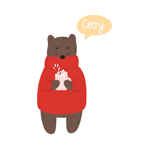 泰迪熊在红色的圣诞节舒适舒适温暖图片下载