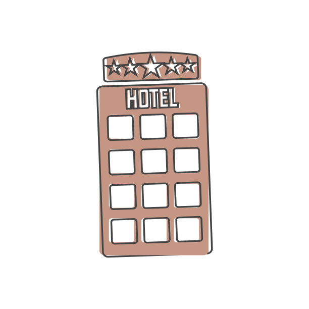 酒店图标孤立卡通风格上的白色图片下载