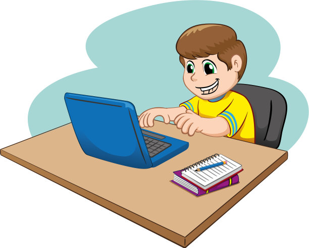 白种人儿童和远程教育图片下载