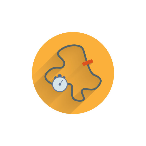 比赛圈时间彩色平面图标与影子赛跑图片下载