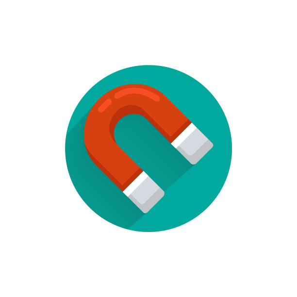 磁铁彩色的平面图标与长阴影磁铁图片下载