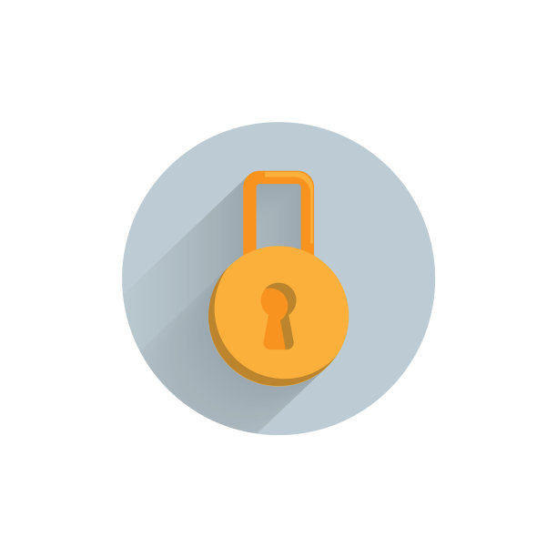 挂锁彩色平面图标与长影锁图片下载