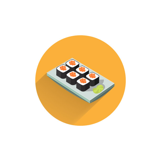 寿司平面图标与长阴影图片下载