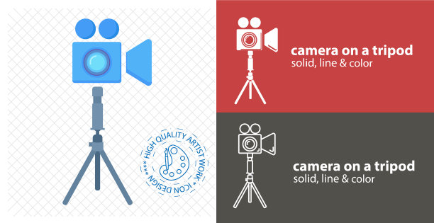 相机三脚架平面图标线图标图片下载