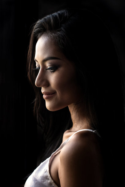 年轻的亚洲女性皮肤黝黑的背景图片下载