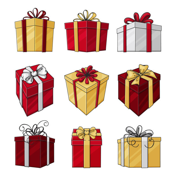 带蝴蝶结的假日礼物套装盒图片下载