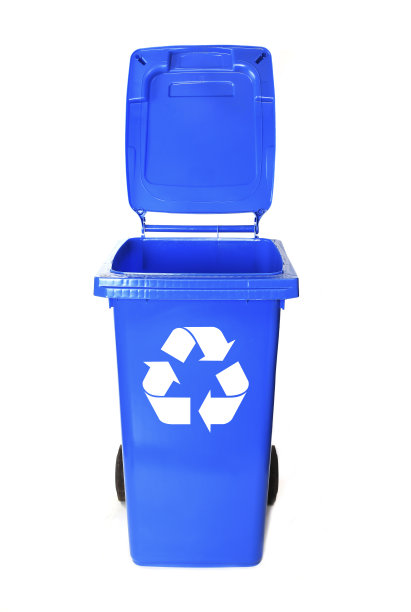 回收白色背景(蓝色)的孤立垃圾箱图片下载