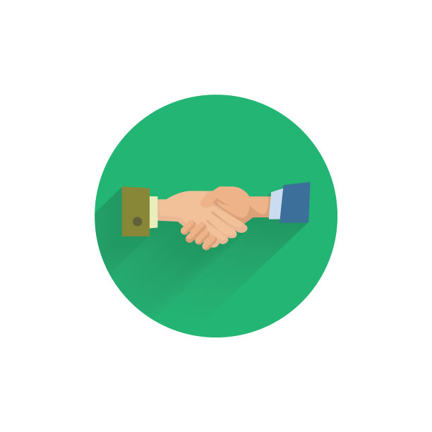 握手彩色扁平图标与长影子图片下载