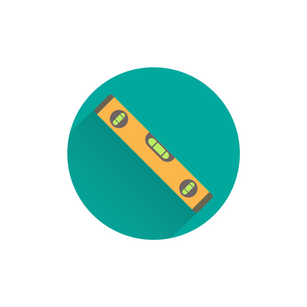 铅垂线规则彩色平面图标与长阴影图片下载