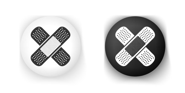 黑色和白色设置绷带石膏图标隔离图片下载