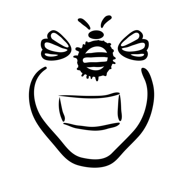 一只蜜蜂的手绘剪影图片下载