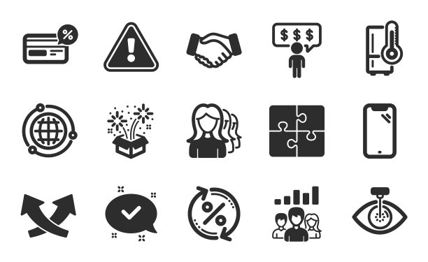 握手智能手机和冰箱的图标设置图片下载