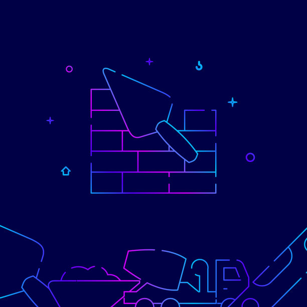 砌砖工用泥刀刮墙渐变线图标图片下载